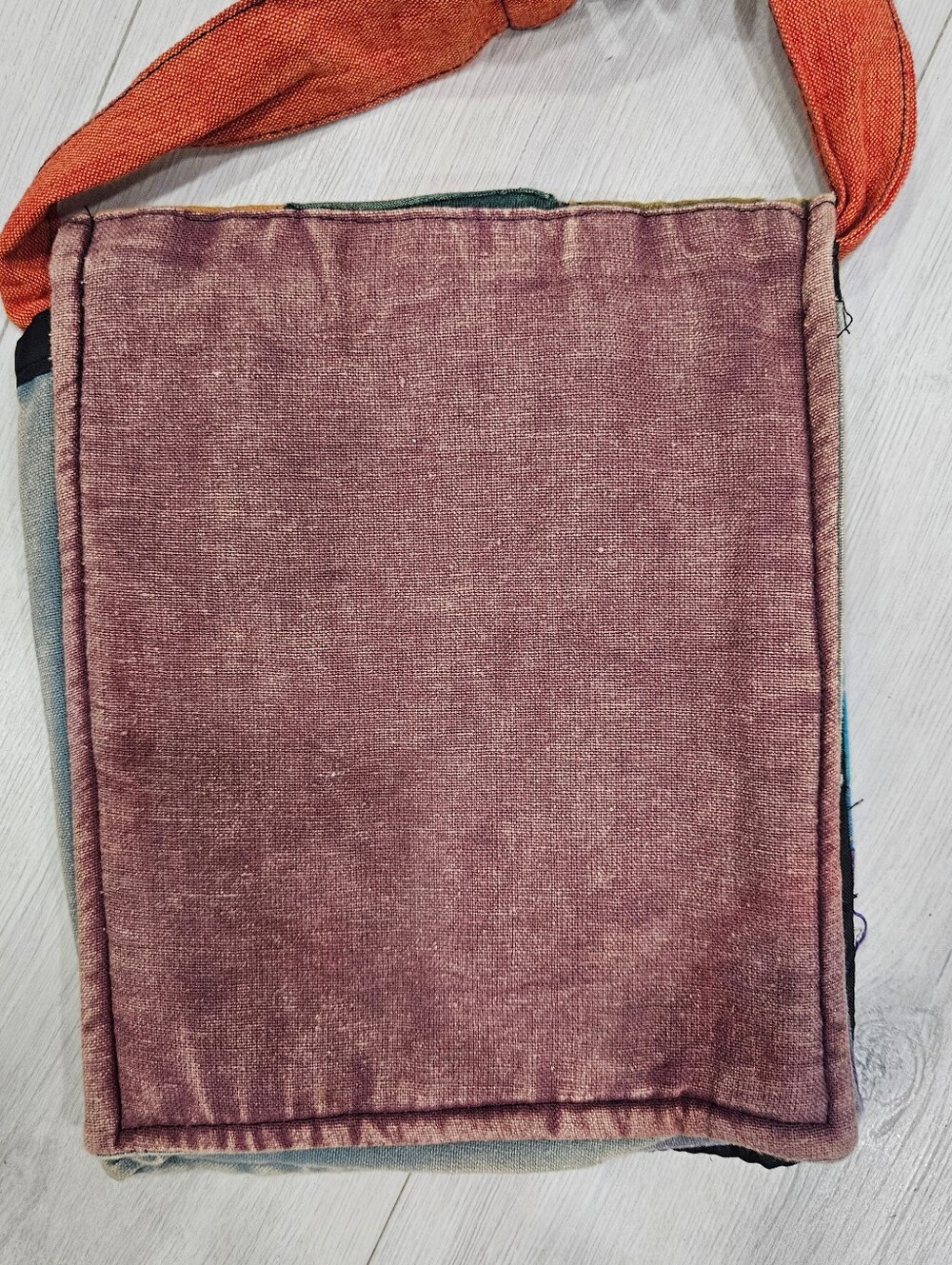 VTG India Cotton Multicolor Patchwork Flower Power Over Dyed Crossbody Flap Bag - Picture 4 of 10